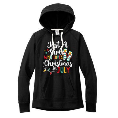 Just A Girl Who Loves Christmas In Jully Summer Beach Women Women's Fleece Hoodie