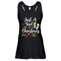 Just A Girl Who Loves Christmas In Jully Summer Beach Women Ladies Essential Flowy Tank