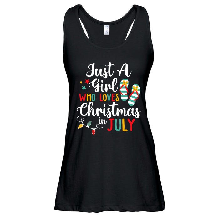 Just A Girl Who Loves Christmas In Jully Summer Beach Women Ladies Essential Flowy Tank