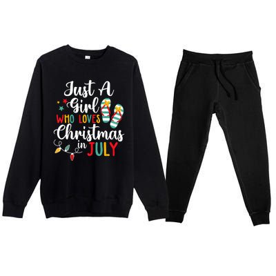 Just A Girl Who Loves Christmas In Jully Summer Beach Women Premium Crewneck Sweatsuit Set