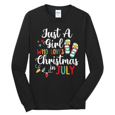 Just A Girl Who Loves Christmas In Jully Summer Beach Women Tall Long Sleeve T-Shirt