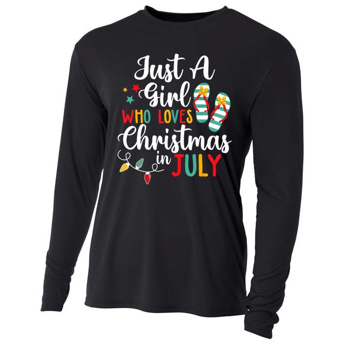 Just A Girl Who Loves Christmas In Jully Summer Beach Women Cooling Performance Long Sleeve Crew