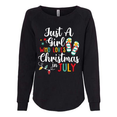 Just A Girl Who Loves Christmas In Jully Summer Beach Women Womens California Wash Sweatshirt