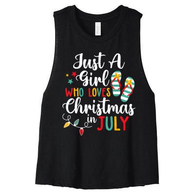 Just A Girl Who Loves Christmas In Jully Summer Beach Women Women's Racerback Cropped Tank