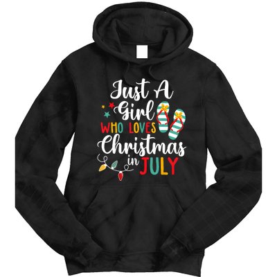 Just A Girl Who Loves Christmas In Jully Summer Beach Women Tie Dye Hoodie