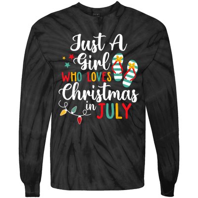 Just A Girl Who Loves Christmas In Jully Summer Beach Women Tie-Dye Long Sleeve Shirt