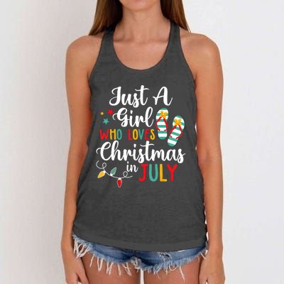 Just A Girl Who Loves Christmas In Jully Summer Beach Women Women's Knotted Racerback Tank