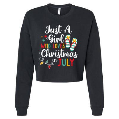 Just A Girl Who Loves Christmas In Jully Summer Beach Women Cropped Pullover Crew