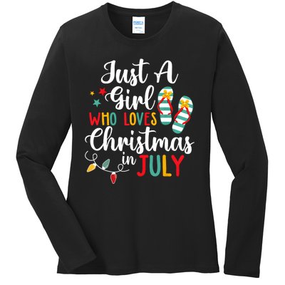 Just A Girl Who Loves Christmas In Jully Summer Beach Women Ladies Long Sleeve Shirt