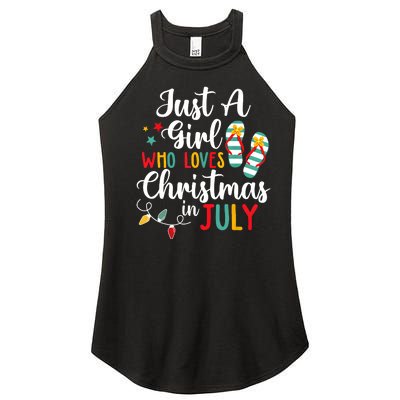 Just A Girl Who Loves Christmas In Jully Summer Beach Women Women's Perfect Tri Rocker Tank