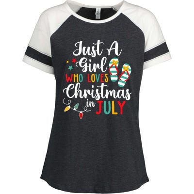 Just A Girl Who Loves Christmas In Jully Summer Beach Women Enza Ladies Jersey Colorblock Tee