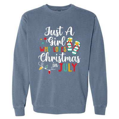 Just A Girl Who Loves Christmas In Jully Summer Beach Women Garment-Dyed Sweatshirt