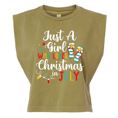 Just A Girl Who Loves Christmas In Jully Summer Beach Women Garment-Dyed Women's Muscle Tee