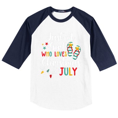 Just A Girl Who Loves Christmas In Jully Summer Beach Women Baseball Sleeve Shirt