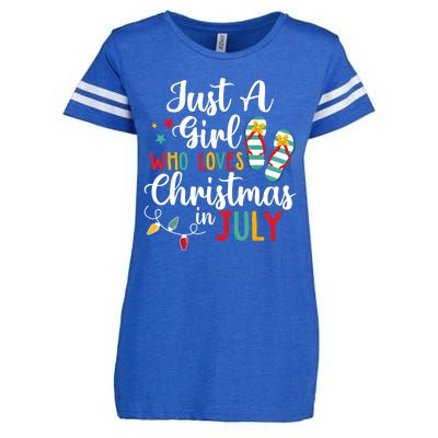 Just A Girl Who Loves Christmas In Jully Summer Beach Women Enza Ladies Jersey Football T-Shirt