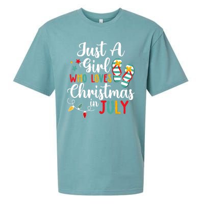 Just A Girl Who Loves Christmas In Jully Summer Beach Women Sueded Cloud Jersey T-Shirt