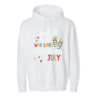 Just A Girl Who Loves Christmas In Jully Summer Beach Women Garment-Dyed Fleece Hoodie