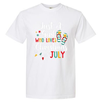 Just A Girl Who Loves Christmas In Jully Summer Beach Women Garment-Dyed Heavyweight T-Shirt