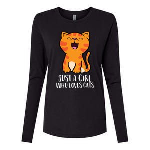 Just A Girl Who Loves Cats Womens Cotton Relaxed Long Sleeve T-Shirt