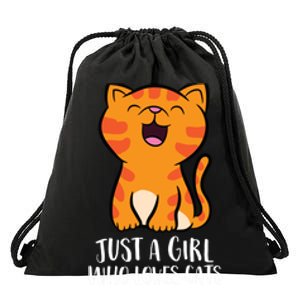 Just A Girl Who Loves Cats Drawstring Bag