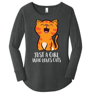 Just A Girl Who Loves Cats Women's Perfect Tri Tunic Long Sleeve Shirt