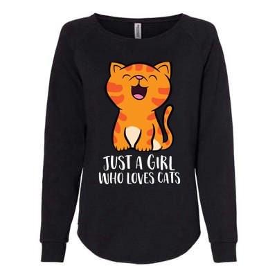 Just A Girl Who Loves Cats Womens California Wash Sweatshirt