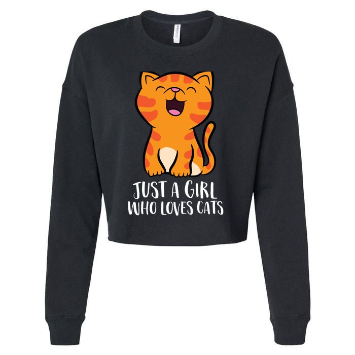 Just A Girl Who Loves Cats Cropped Pullover Crew