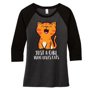 Just A Girl Who Loves Cats Women's Tri-Blend 3/4-Sleeve Raglan Shirt