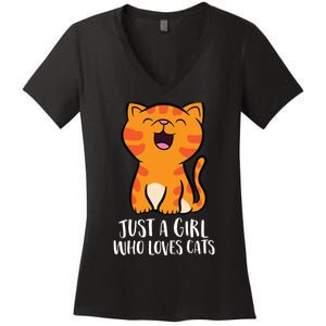 Just A Girl Who Loves Cats Women's V-Neck T-Shirt