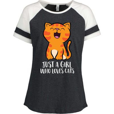 Just A Girl Who Loves Cats Enza Ladies Jersey Colorblock Tee