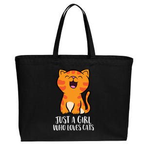 Just A Girl Who Loves Cats Cotton Canvas Jumbo Tote