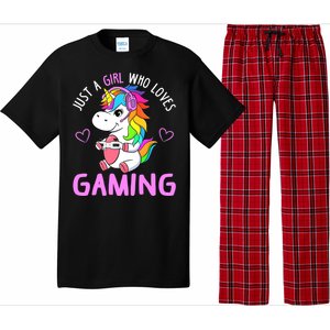 Just A Girl Who Loves Gaming Cute Gamer Unicorn Gift Wo Pajama Set