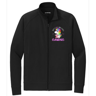 Just A Girl Who Loves Gaming Cute Gamer Unicorn Gift Wo Stretch Full-Zip Cadet Jacket