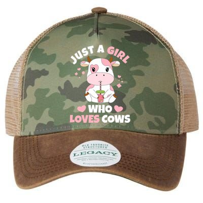 Just A Girl Who Loves Cows Cute Strawberry Cow Cowgirl Print Legacy Tie Dye Trucker Hat