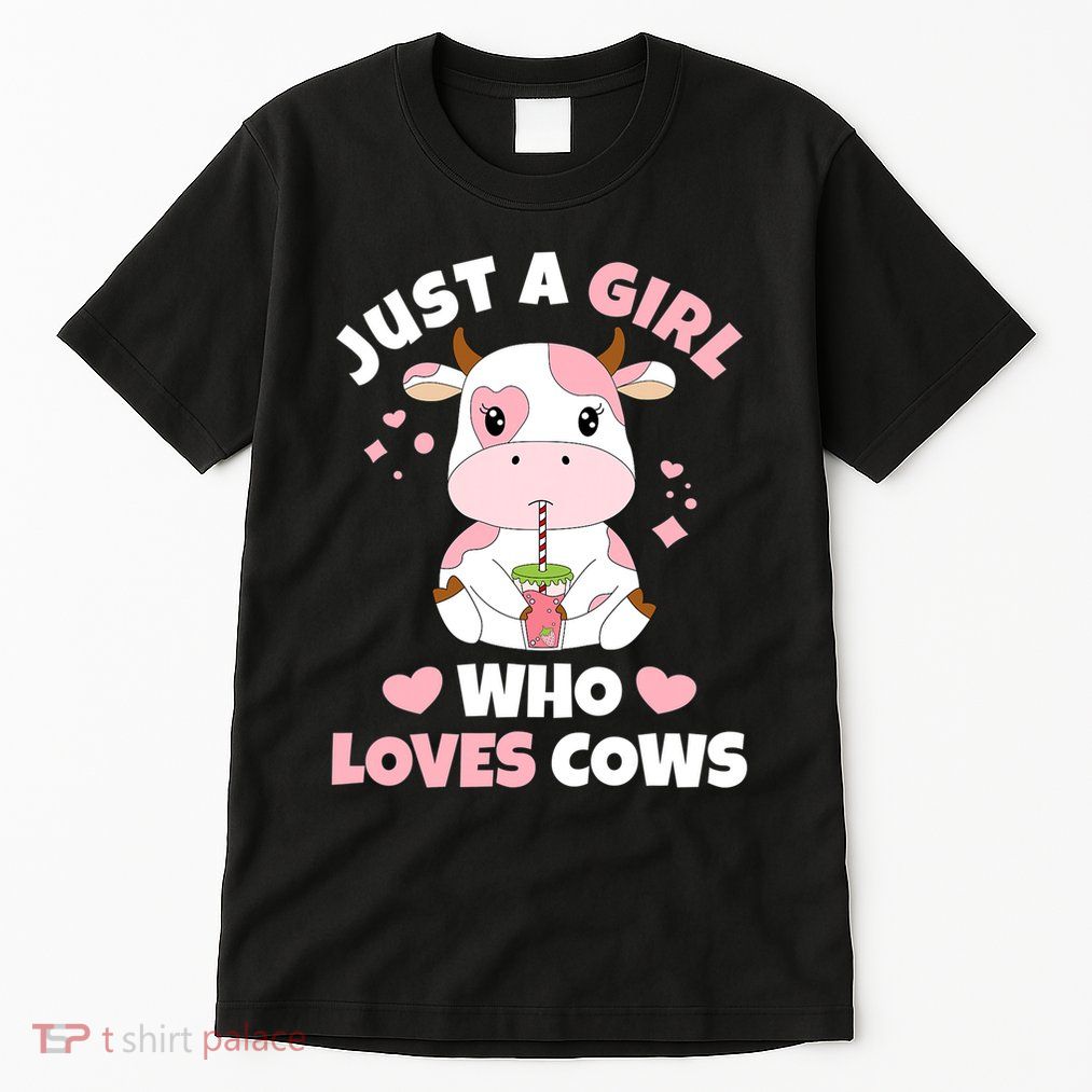 Just A Girl Who Loves Cows Cute Strawberry Cow Cowgirl Print Tall T-Shirt