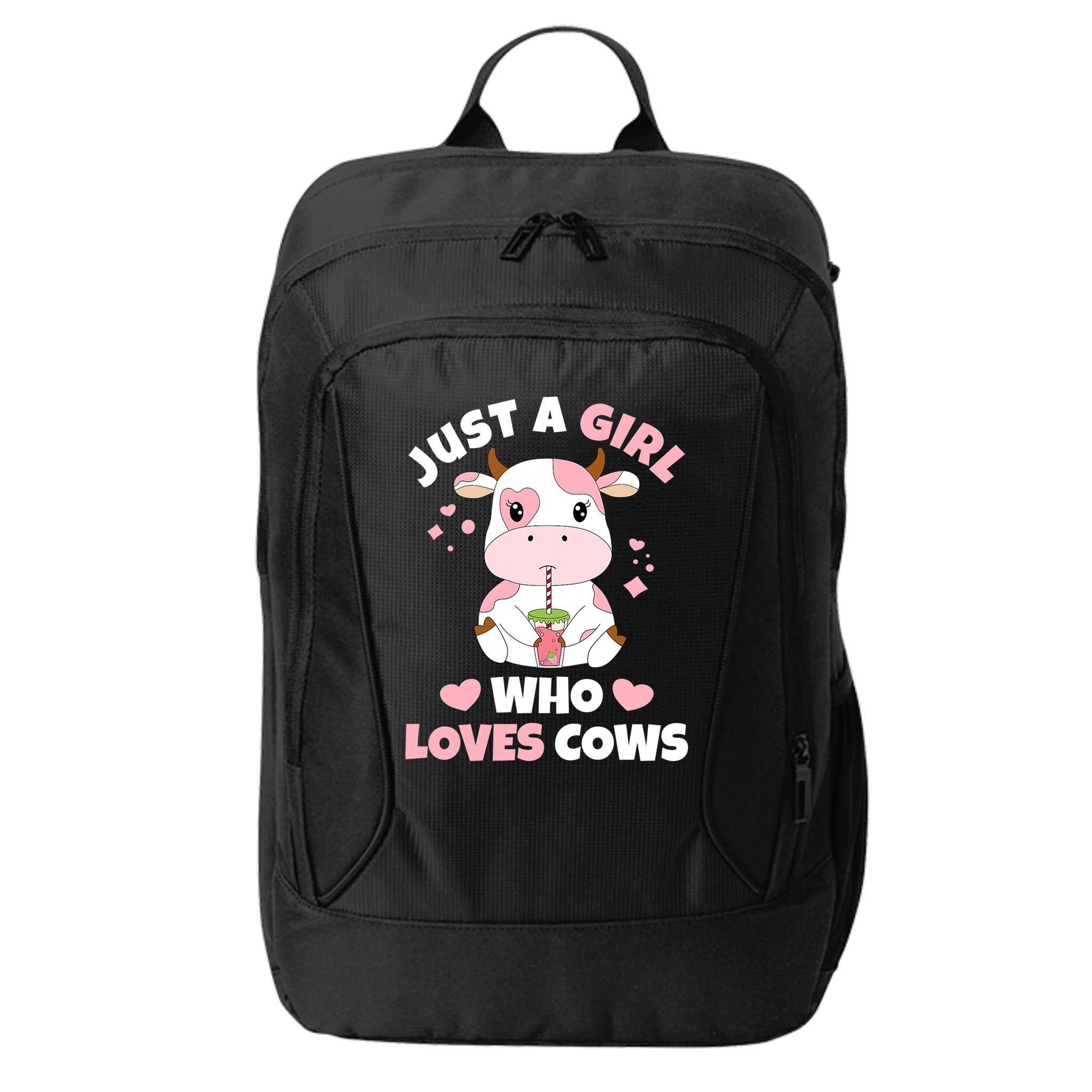 Just A Girl Who Loves Cows Cute Strawberry Cow Cowgirl Print City Backpack