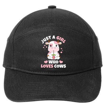 Just A Girl Who Loves Cows Cute Strawberry Cow Cowgirl Print 7-Panel Snapback Hat