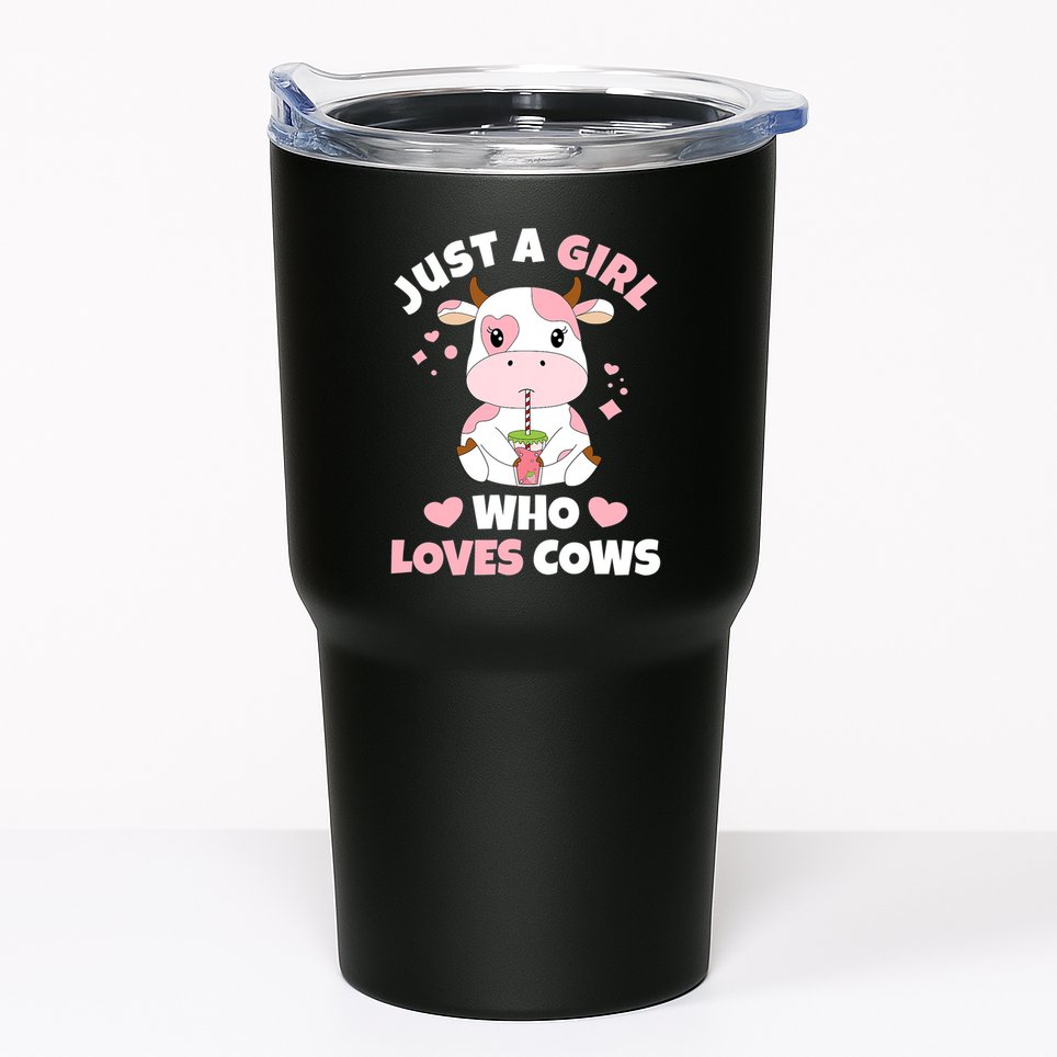 Just A Girl Who Loves Cows Cute Strawberry Cow Cowgirl Print Tumbler