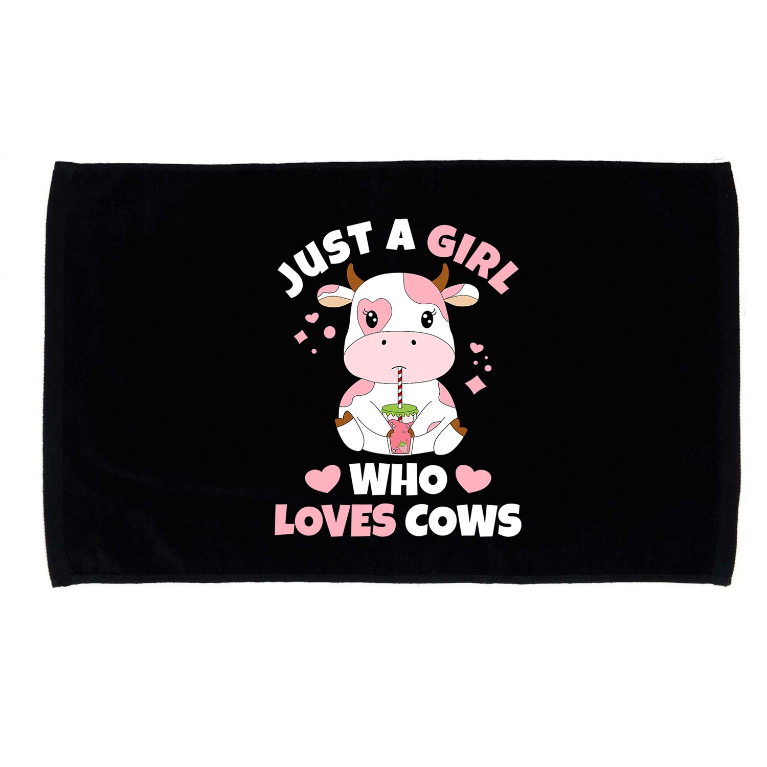 Just A Girl Who Loves Cows Cute Strawberry Cow Cowgirl Print Microfiber Hand Towel
