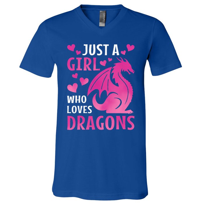 Just A Girl Who Loves Dragons  V-Neck T-Shirt