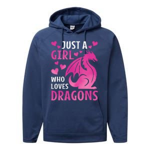 Just A Girl Who Loves Dragons  Performance Fleece Hoodie