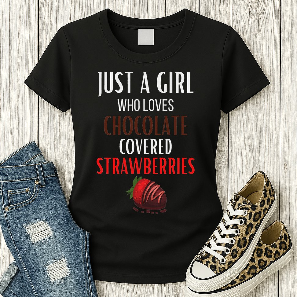 Just A Girl Who Loves Chocolate Covered Strawberries Womens T-Shirt