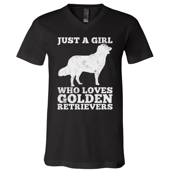 Just A Girl Who Loves Golden Retriever V-Neck T-Shirt