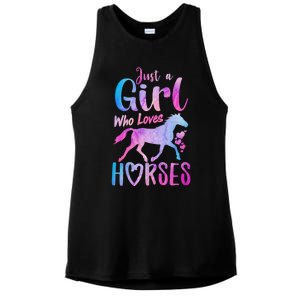 Just A Girl Who Loves Horses Riding Cute Horse Girl Ladies PosiCharge Tri-Blend Wicking Tank