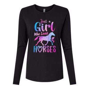 Just A Girl Who Loves Horses Riding Cute Horse Girl Womens Cotton Relaxed Long Sleeve T-Shirt