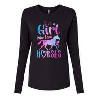 Just A Girl Who Loves Horses Riding Cute Horse Girl Womens Cotton Relaxed Long Sleeve T-Shirt