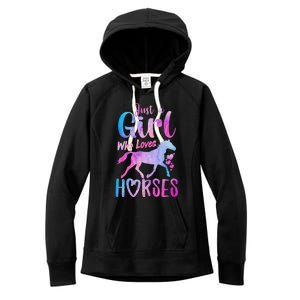 Just A Girl Who Loves Horses Riding Cute Horse Girl Women's Fleece Hoodie