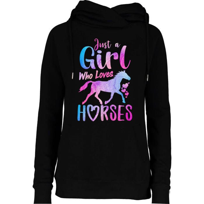 Just A Girl Who Loves Horses Riding Cute Horse Girl Womens Funnel Neck Pullover Hood