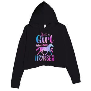 Just A Girl Who Loves Horses Riding Cute Horse Girl Crop Fleece Hoodie