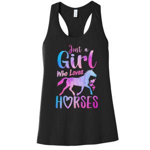 Just A Girl Who Loves Horses Riding Cute Horse Girl Women's Racerback Tank